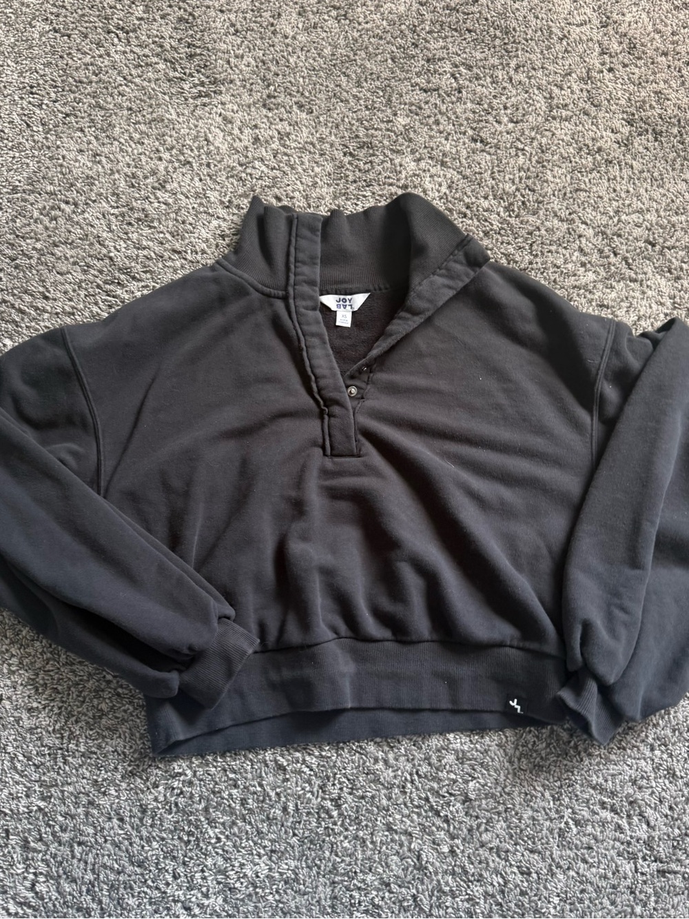 JoyLab Black Snap-Front Funnel Neck Sweatshirt